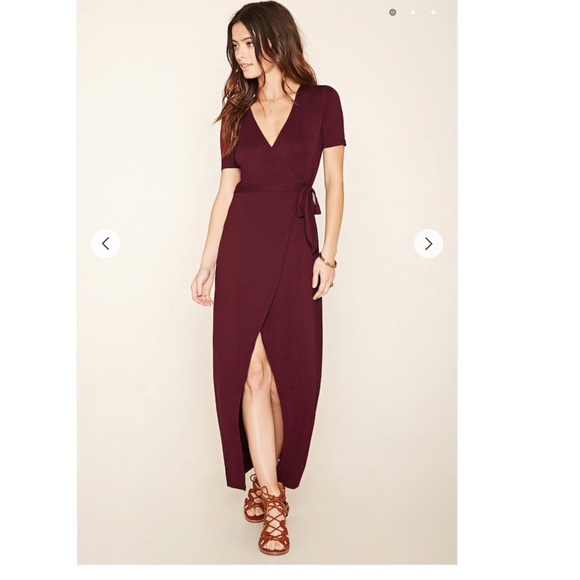 wrap front maxi dress